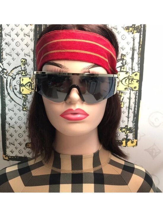 New Versace™ VE2197 Shield Sunglasses – Gold Frame / Grey Mirror Lenses main image 9